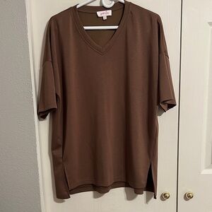 Jess Lea Stylish Brown V-Neck Women's Tee